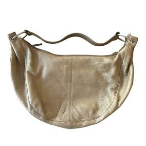 Hobo International Gold Pebbled Leather Shoulder Bag Metallic Vintage 90s